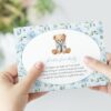 Cute Bear and Blue Flowers Baby Shower Invitation Suite, Boy Baby Shower, Printable File, Edit Yourself, SH239