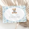 Cute Bear and Blue Flowers Baby Shower Invitation Suite, Boy Baby Shower, Printable File, Edit Yourself, SH239