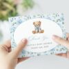Cute Bear and Blue Flowers Thank You Card, Boy Baby Shower, Printable File, Edit Yourself, SH239