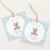 Cute Bear and Blue Flowers Favor Tags, First Birthday, Boy Birthday, Printable File, Edit Yourself, SH240