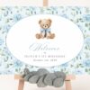 Cute Bear and Blue Flowers Welcome Sign, First Birthday, Boy Birthday, Printable File, Edit Yourself, SH240 Cute Bear and Blue Flowers Welcome Sign, First Birthday, Boy Birthday, Printable File, Edit Yourself, SH240
