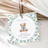 Baby Bear and Blue Flowers Favor Tags, Gift Tags, Boy Baby Shower, Printable File, Edit Yourself, SH241