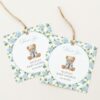 Baby Bear and Blue Flowers Favor Tags, Gift Tags, Boy Baby Shower, Printable File, Edit Yourself, SH241