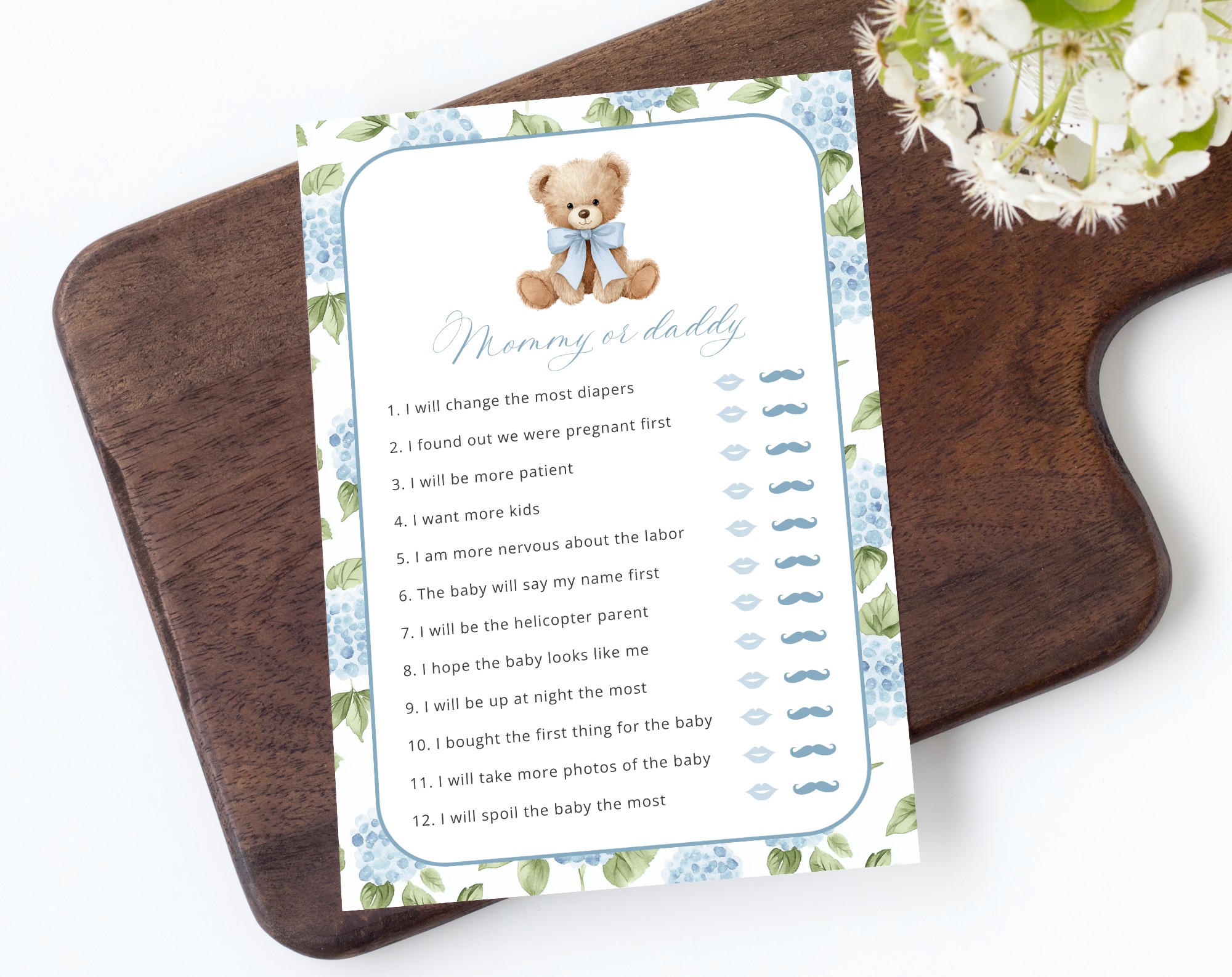 Baby Bear and Blue Flowers Baby Shower Games, Set of 3 Games, Boy Baby Shower, Printable File, Edit Yourself, SH241 Baby Bear and Blue Flowers Baby Shower Games, Set of 3 Games, Boy Baby Shower, Printable File, Edit Yourself, SH241