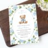 Baby Bear and Blue Flowers Baby Shower Invitation, Boy Baby Shower, Printable File, Edit Yourself, SH241