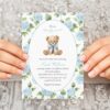 Baby Bear and Blue Flowers Baby Shower Invitation, Boy Baby Shower, Printable File, Edit Yourself, SH241