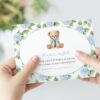 Baby Bear and Blue Flowers Baby Shower Invitation Suite, Boy Baby Shower, Printable File, Edit Yourself, SH241