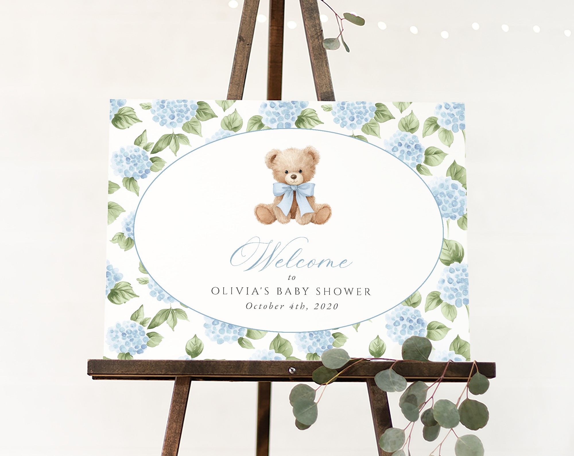 Baby Bear and Blue Flowers Welcome Sign, Baby Shower Sign, Boy Baby Shower, Printable File, Edit Yourself, SH241 Baby Bear and Blue Flowers Welcome Sign, Baby Shower Sign, Boy Baby Shower, Printable File, Edit Yourself, SH241