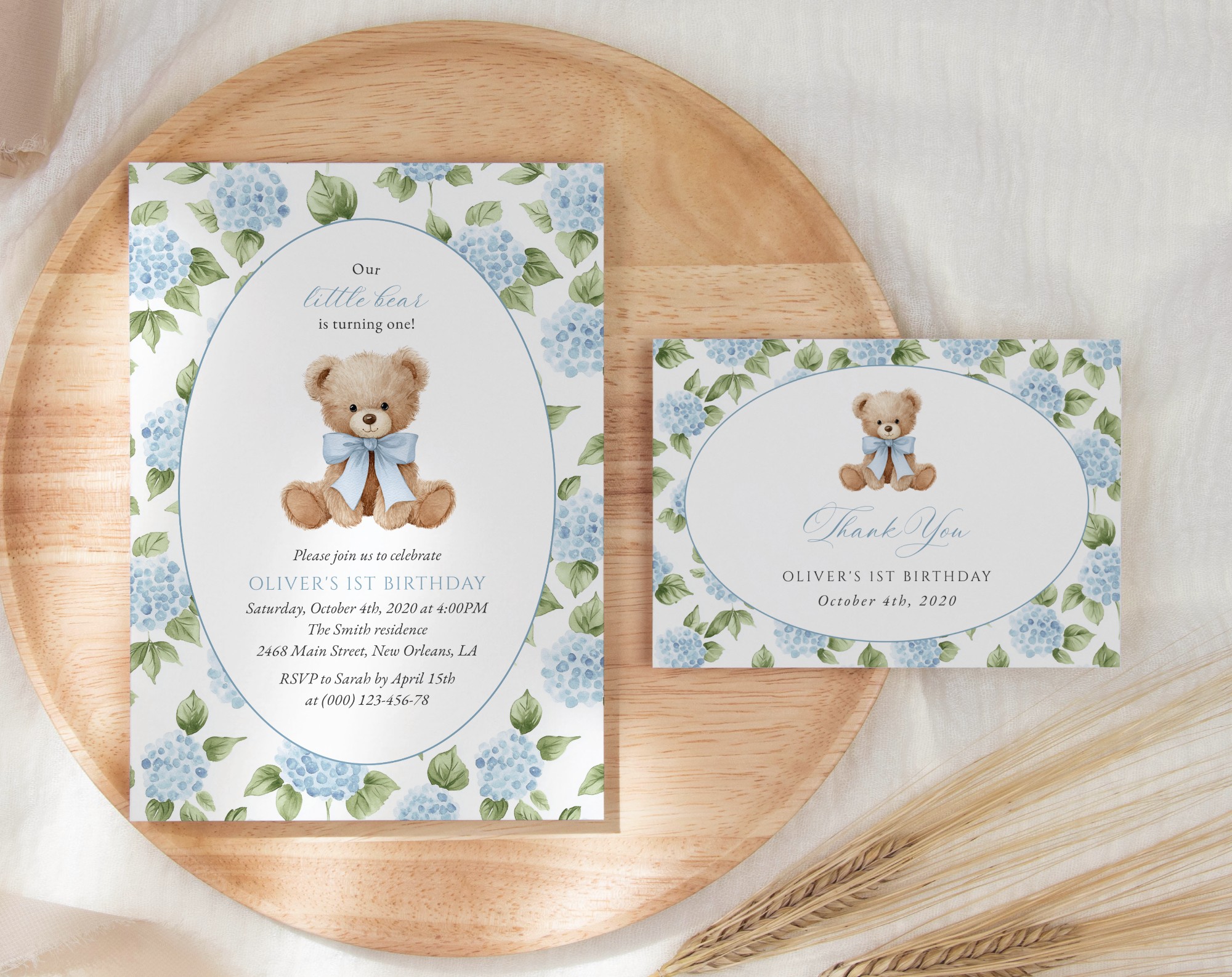 SH242 Baby Bear and Blue Flowers First Birthday Shop by Collection