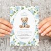 Baby Bear and Blue Flowers First Birthday Invitation, Birthday Stationery, Boy Birthday, Printable File, Edit Yourself, SH242 Baby Bear and Blue Flowers First Birthday Invitation, Birthday Stationery, Boy Birthday, Printable File, Edit Yourself, SH242