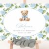 Baby Bear and Blue Flowers Welcome Sign, First Birthday, Boy Birthday, Printable File, Edit Yourself, SH242 Baby Bear and Blue Flowers Welcome Sign, First Birthday, Boy Birthday, Printable File, Edit Yourself, SH242