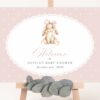 Bunny and Pink Polka Dots Welcome Sign, Baby Shower Sign, Girl Baby Shower, Printable File, Edit Yourself, SH243