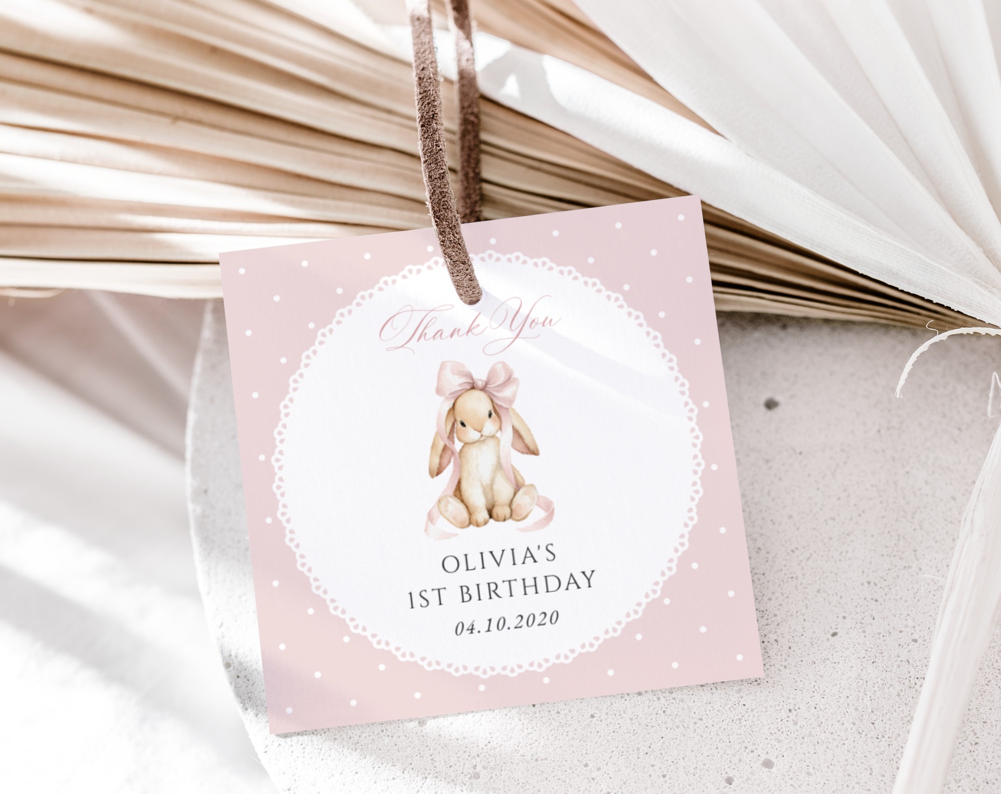 Bunny and Pink Polka Dots Favor Tags, First Birthday, Girl Birthday, Printable File, Edit Yourself, SH244 Bunny and Pink Polka Dots Favor Tags, First Birthday, Girl Birthday, Printable File, Edit Yourself, SH244