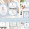 Bunny and Blue Polka Dots Baby Shower Mini Bundle, Boy Baby Shower, Printable File, Edit Yourself, SH245