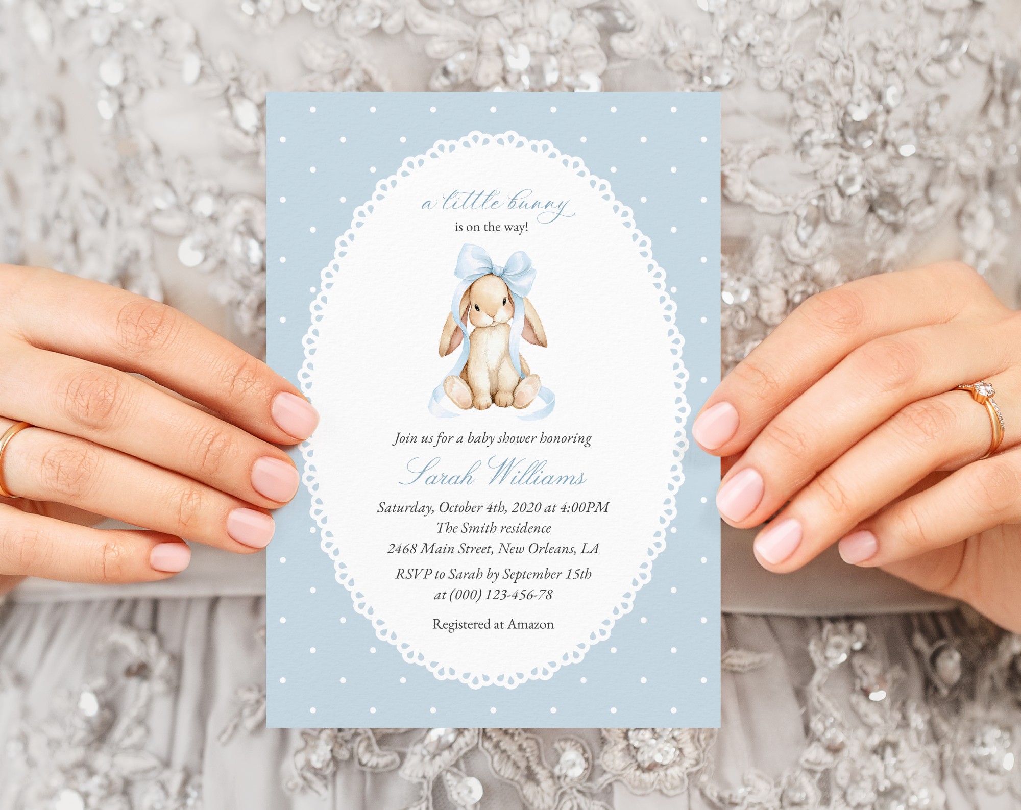 Bunny and Blue Polka Dots Baby Shower Invitation, Boy Baby Shower, Printable File, Edit Yourself, SH245 Bunny and Blue Polka Dots Baby Shower Invitation, Boy Baby Shower, Printable File, Edit Yourself, SH245
