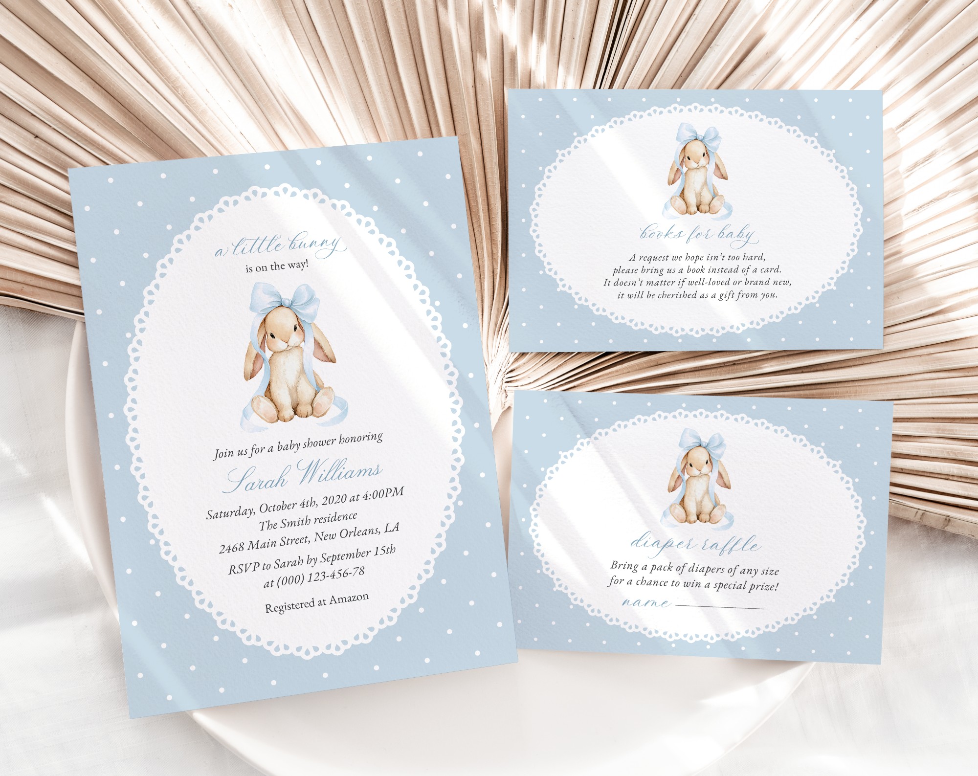 Bunny and Blue Polka Dots Baby Shower Invitation Suite, Boy Baby Shower, Printable File, Edit Yourself, SH245 Bunny and Blue Polka Dots Baby Shower Invitation Suite, Boy Baby Shower, Printable File, Edit Yourself, SH245