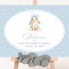 Bunny and Blue Polka Dots Welcome Sign, Baby Shower Sign, Boy Baby Shower, Printable File, Edit Yourself, SH245