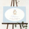 Bunny and Blue Polka Dots Welcome Sign, First Birthday, Boy Birthday, Printable File, Edit Yourself, SH246