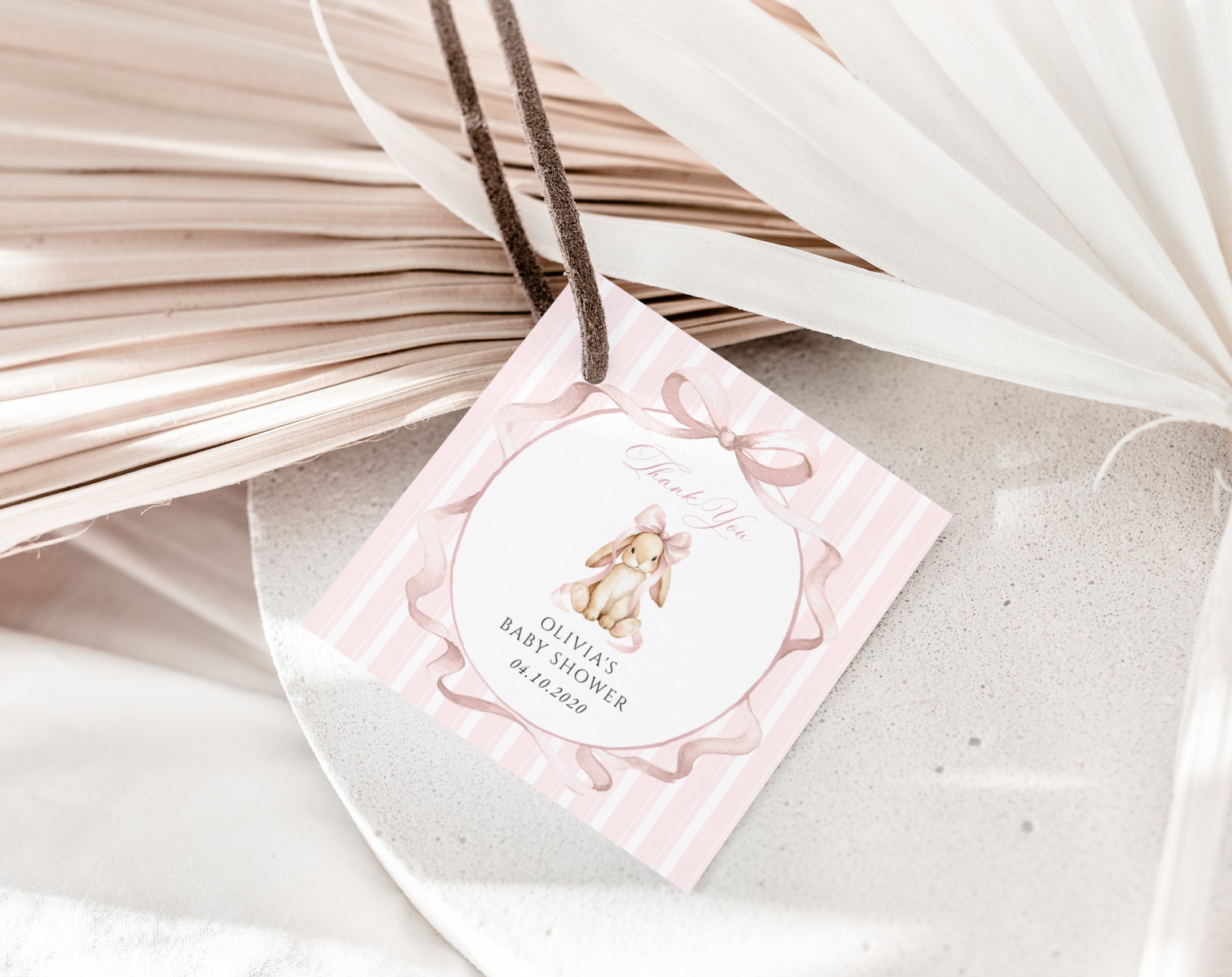 Bunny and Pink Stripes Favor Tags, Gift Tags, Girl Baby Shower, Printable File, Edit Yourself, SH247 Bunny and Pink Stripes Favor Tags, Gift Tags, Girl Baby Shower, Printable File, Edit Yourself, SH247