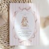 Bunny and Pink Stripes First Birthday Invitation, Birthday Stationery, Girl Birthday, Printable File, Edit Yourself, SH248
