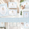 Bunny and Blue Stripes Baby Shower Mini Bundle, Boy Baby Shower, Printable File, Edit Yourself, SH249