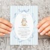 Bunny and Blue Stripes Baby Shower Invitation, Boy Baby Shower, Printable File, Edit Yourself, SH249