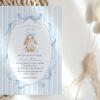 Bunny and Blue Stripes Baby Shower Invitation, Boy Baby Shower, Printable File, Edit Yourself, SH249