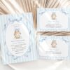 Bunny and Blue Stripes Baby Shower Invitation Suite, Boy Baby Shower, Printable File, Edit Yourself, SH249