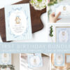 Bunny and Blue Stripes First Birthday Mini Bundle, Boy Birthday, Printable File, Edit Yourself, SH250