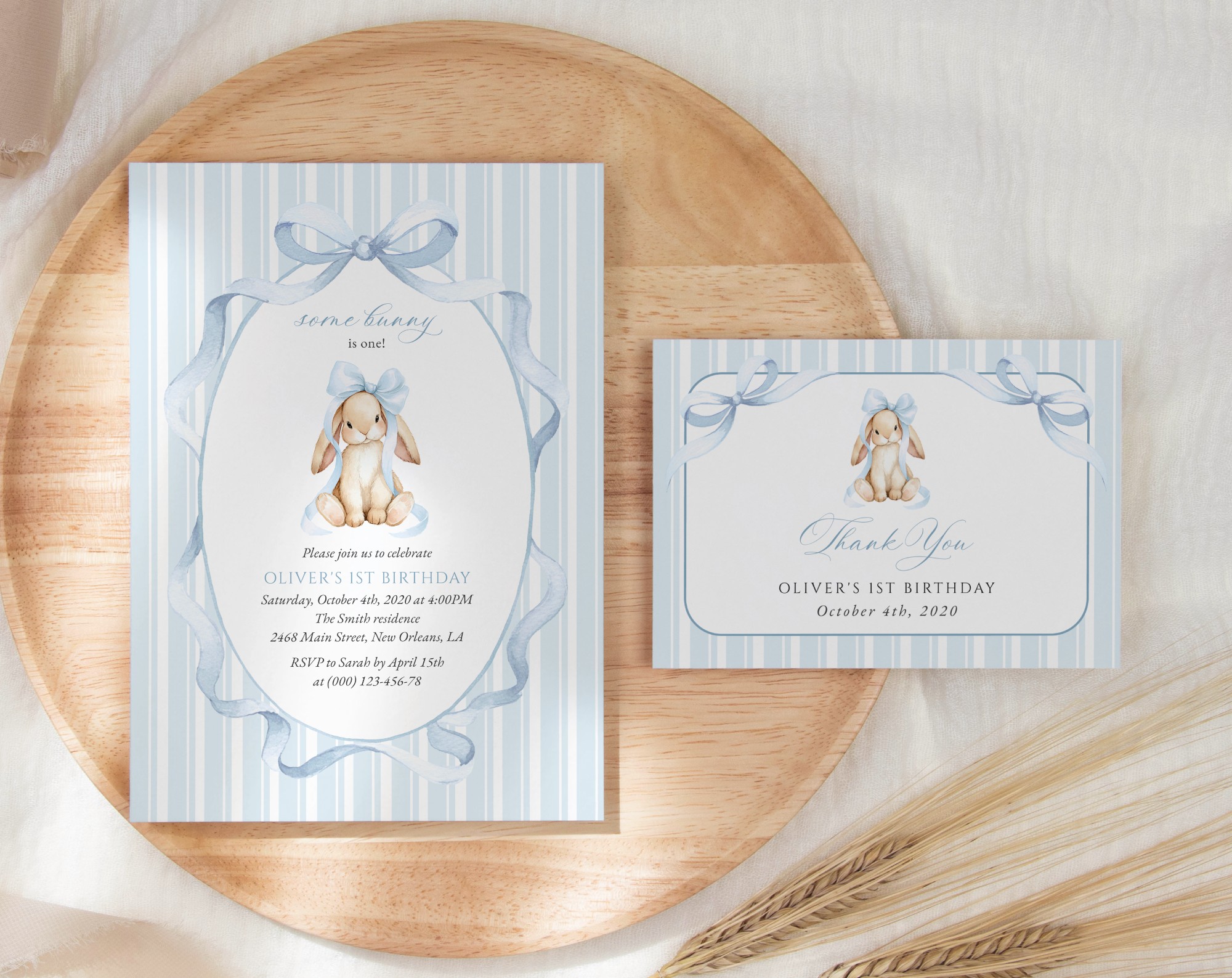 SH250 Cute Bunny and Blue Stripes First Birthday Shop by Collection