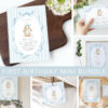 Bunny and Blue Stripes First Birthday Mini Bundle, Boy Birthday, Printable File, Edit Yourself, SH250