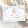 Bunny and Blue Stripes Thank You Card, First Birthday, Boy Birthday, Printable File, Edit Yourself, SH250