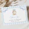 Bunny and Blue Stripes Thank You Card, First Birthday, Boy Birthday, Printable File, Edit Yourself, SH250