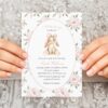 Baby Bunny and Pink Flowers Baby Shower Invitation, Girl Baby Shower, Printable File, Edit Yourself, SH251