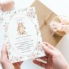 Baby Bunny and Pink Flowers Baby Shower Invitation, Girl Baby Shower, Printable File, Edit Yourself, SH251