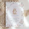 Baby Bunny and Pink Flowers Baby Shower Invitation, Girl Baby Shower, Printable File, Edit Yourself, SH251