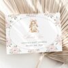 Baby Bunny and Pink Flowers Thank You Card, Girl Baby Shower, Printable File, Edit Yourself, SH251
