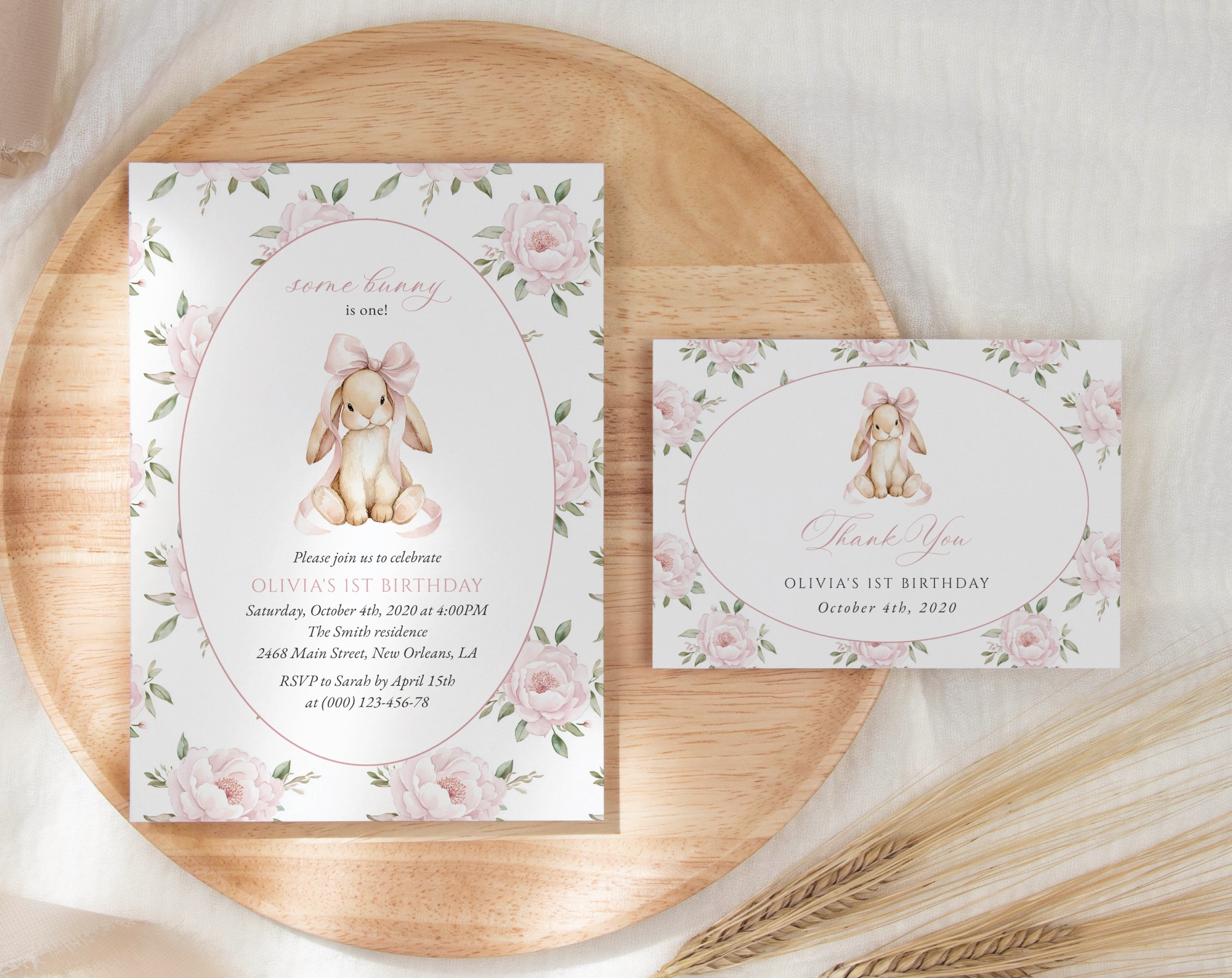 SH252 Baby Bunny and Pink Flowers First Birthday Shop by Collection