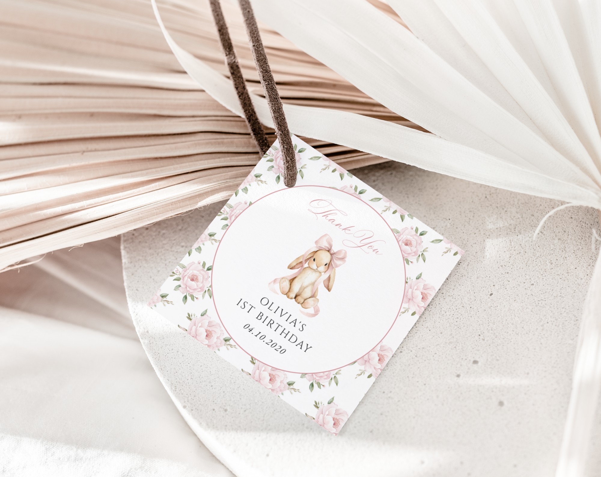 Baby Bunny and Pink Flowers Favor Tags, First Birthday, Girl Birthday, Printable File, Edit Yourself, SH252 Baby Bunny and Pink Flowers Favor Tags, First Birthday, Girl Birthday, Printable File, Edit Yourself, SH252