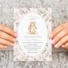 Cute Bunny and Pink Flowers Baby Shower Invitation, Girl Baby Shower, Printable File, Edit Yourself, SH253