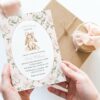 Cute Bunny and Pink Flowers Baby Shower Invitation, Girl Baby Shower, Printable File, Edit Yourself, SH253