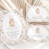 Cute Bunny and Pink Flowers Baby Shower Invitation Suite, Girl Baby Shower, Printable File, Edit Yourself, SH253