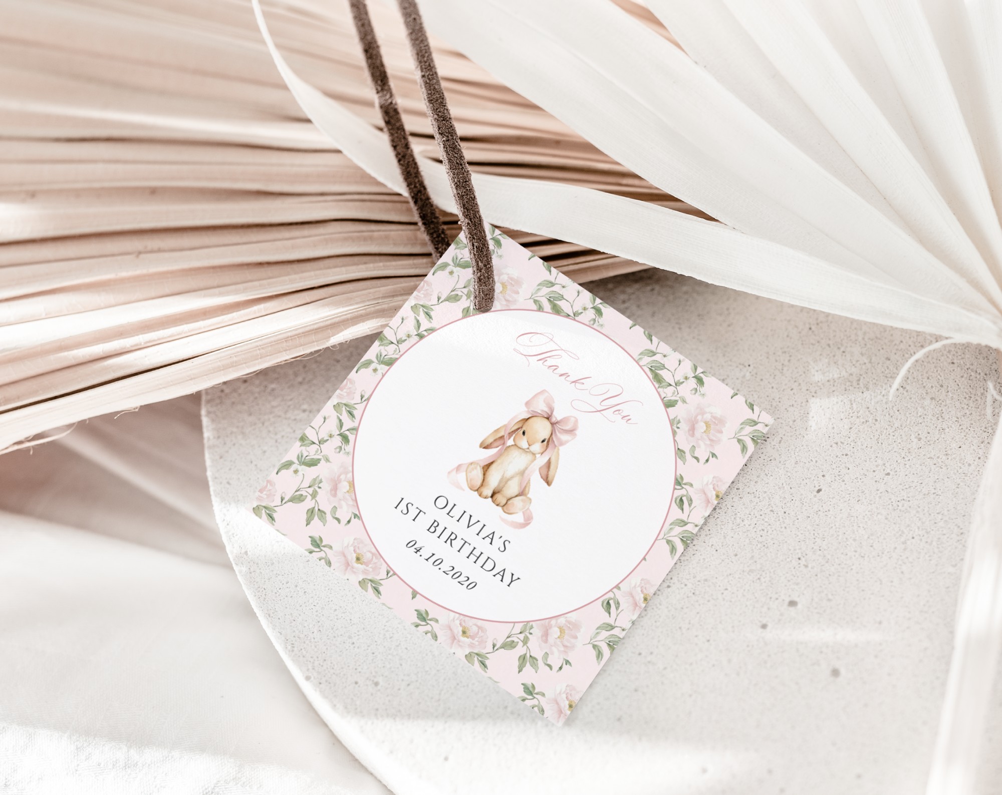 Cute Bunny and Pink Flowers Favor Tags, First Birthday, Girl Birthday, Printable File, Edit Yourself, SH254 Cute Bunny and Pink Flowers Favor Tags, First Birthday, Girl Birthday, Printable File, Edit Yourself, SH254