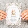 Cute Bunny and Pink Flowers First Birthday Invitation, Birthday Stationery, Girl Birthday, Printable File, Edit Yourself, SH254 Cute Bunny and Pink Flowers First Birthday Invitation, Birthday Stationery, Girl Birthday, Printable File, Edit Yourself, SH254