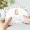 Cute Bunny and Pink Flowers Thank You Card, First Birthday, Girl Birthday, Printable File, Edit Yourself, SH254