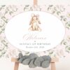 Cute Bunny and Pink Flowers Welcome Sign, First Birthday, Girl Birthday, Printable File, Edit Yourself, SH254 Cute Bunny and Pink Flowers Welcome Sign, First Birthday, Girl Birthday, Printable File, Edit Yourself, SH254