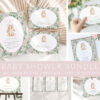 Bunny and Pink Flowers Baby Shower Mini Bundle, Girl Baby Shower, Printable File, Edit Yourself, SH255