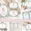 Bunny and Pink Flowers Baby Shower Mini Bundle, Girl Baby Shower, Printable File, Edit Yourself, SH255