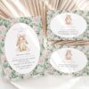 Bunny and Pink Flowers Baby Shower Invitation Suite, Girl Baby Shower, Printable File, Edit Yourself, SH255