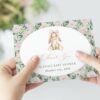 Bunny and Pink Flowers Thank You Card, Girl Baby Shower, Printable File, Edit Yourself, SH255